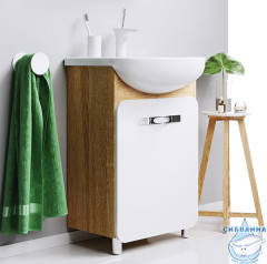 Тумба Aqwella Classic Вега 55 с раковиной Уют 55 дуб сонома