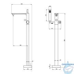 Смеситель для ванны напольный Azario Piano AZ-208260AB5C-0308A с душевым гарнитуром (хром)