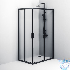 Душевое ограждение AM.PM Gem 120x80 W93G-404-120280-BT профиль черный, стекло прозрачное (без поддона)