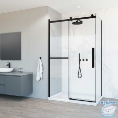 Душевое ограждение Vincea Como Soft 150x80 профиль черный, стекло прозрачное  VSR-1CS8015CLB