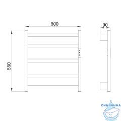 Полотенцесушитель электрический Raglo R350.02 П5 50х55 (с возможностью скрытого подключения, подключение универсальное) (сатин)