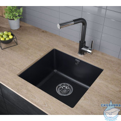 Кухонная мойка Paulmark Gera 45 PM104546-GRM (черный металлик)