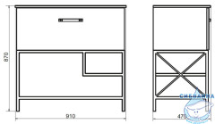 Тумба напольная Comforty Бредфорд 90 дуб темный с раковиной Comforty 90E черная