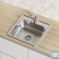 Мойка с сифоном арт. S11UPS0i84, нерж. сталь, шелк, 485*485, Strit S, IDDIS, STR48S0i77S