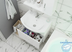 Тумба подвесная 1Marka Вита 65 (1 ящик) с раковиной Балтика 65 с 1 ящиком белый глянец