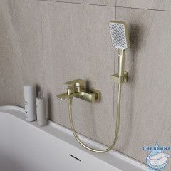 Смеситель для ванны Oliveeka D-Line OL-639003A-BG (золото матовое)