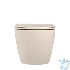 Унитаз подвесной безободковый Abber Bequem AC1101MBEс сиденьем Soft Close (микролифт) (бежевый матовый)
