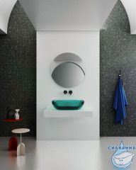 Раковина накладная прозрачная ABBER Kristall 60 AT2805Aquamarin бирюзовая