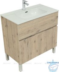 Тумба Aquanet Алвита New 80 с раковиной Flat 80 дуб веллингтон