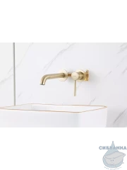 Смеситель для раковины встраиваемый Gappo G1206-3 (сатин золотой)