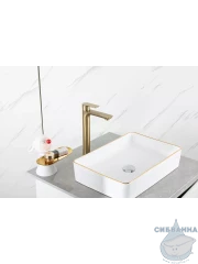 Смеситель для раковины Gappo G1048-32 (без донного клапана) (сатин золотой)