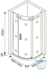 Душевое ограждение Bas GALAXY R-90-C-B профиль черный, стекло прозрачное (без поддона)
