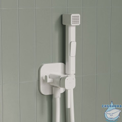 Встраиваемый смеситель с гигиеническим душем, белый матовый, IDDIS, 004WTS0i08