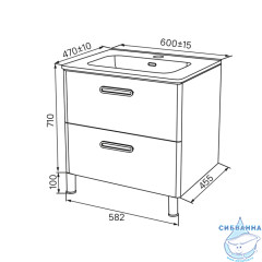 Тумба Iddis Brick 60 белый глянец с раковиной 60 BRI60WFi95