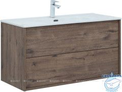 Тумба Aquanet Lino 100 с раковиной Flat 100 дуб веллингтон