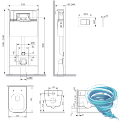 Инсталляция AM.PM с кнопкой смыва в комплекте с унитазом AM.PM Gem FlashClean c сиденьем Soft close (микролифт) IS70251.901701