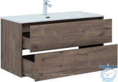 Тумба Aquanet Lino 100 с раковиной Flat 100 дуб веллингтон