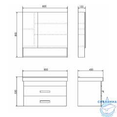 Тумба Comforty Никосия 80 белый глянец с раковиной Comforty 80 00-00011163