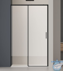 Дверь в нишу Vincea Soft 100 профиль черный, стекло прозрачное VDS-3SO2100CLB