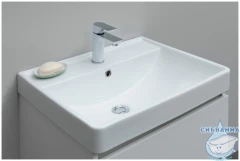 Тумба Aquanet Вега 60 с раковиной Aquanet Ирис 60 белый глянцевый