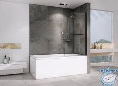 Шторка для ванны ABBER Ewiges Wasser 100х140 AG50080B  профиль хром, стекло прозрачное