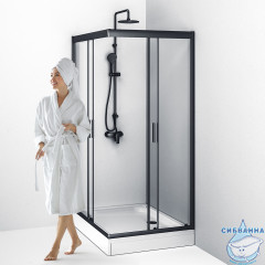 Душевое ограждение Am.Pm Gem W90G-404-120290-BT 120x90 профиль черный, стекло прозрачное (без поддона)