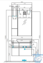 Модуль для зеркала Акватон Мишель 23 Дуб Рустикальный/Фьорд