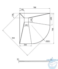 Поддон из литьевого мрамора Bas Эссентия 80x80 черный 
