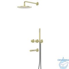 Душевая система ABBER Emotion 316 AF8850BG скрытого монтажа с изливом, термостат, брашированное золото