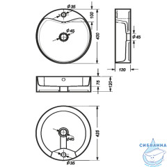 Раковина на столешницу 43 см Sanita Luxe Best Shelf BST43SLWB01SH