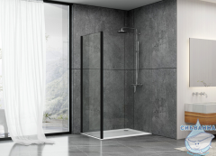 Боковая стенка Abber Schwarzer Diamant 80x190 профиль черный, стекло прозрачное