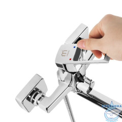 Смеситель для ванны с длинным изливом  с керамическим дивертором, Atlantic, Milardo, ATLSBLCM10