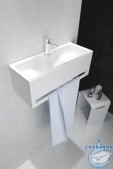 Тумба подвесная 1Marka Tiny S 60П с раковиной Tiny S 60 белый глянец