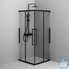 Душевое ограждение AM.PM Func 90x90 W84G-403-9090-BТ профиль черный, стекло прозрачное (без поддона)