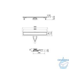 Лоток душевой, сифон 360, комбинированный затвор, двухсторонняя решетка, 800мм, хром, IDDIS, 975B8SB00DZ