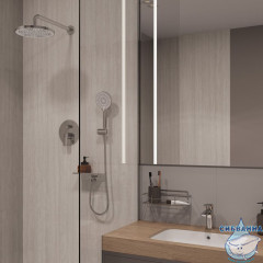 Комплект смесителей 2 в 1: Душевая система и смеситель для умывальника, глянцевый хром, Rora, Milardo, ROR0000M70