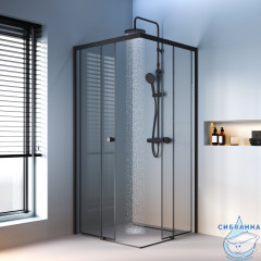 Душевое ограждение AM.PM X-Joy 90x90 W94G-403-9090-BТ профиль черный, стекло прозрачное (без поддона)