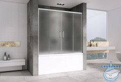 Шторка для ванны ABBER Schwarzer Diamant 170х140 AG57170M профиль хром, стекло матовое