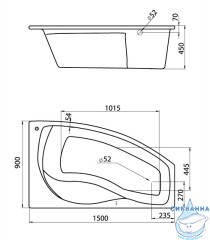 Акриловая ванна Santek Майорка 150х90 R с каркасом