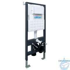 Комплект подвесной унитаз ABBER Rechteck AC1220TC белый, с закрытым дном с инсталляцией AC0105 и кнопкой AC0121NG оружейная сталь