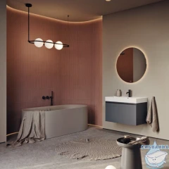 Тумба подвесная Aqwella Pure 80 серый, с раковиной Aqwella Вилис 80