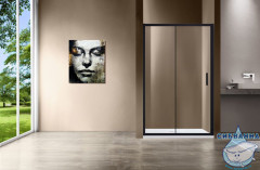 Дверь в нишу Vincea Гарда 120 профиль черный, стекло прозрачное VDS-1G120CLB