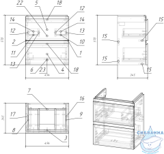Тумба под раковину Cersanit Moduo Slim50 64124 белый