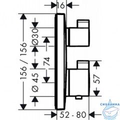 Встраиваемый термостатичесий смеситель для ванны Hansgrohe Ecostat Square 15714140 (шлифованная бронза)
