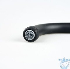 Излив для смесителя, кухня, L-образный, нержавеющая сталь, 200х370 мм, поворотный, черный, IDDIS, 995L20B5SM