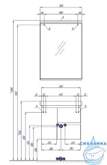 Тумба Акватон Рене 60 белый/грецкий орех с раковиной Миранда 60 см