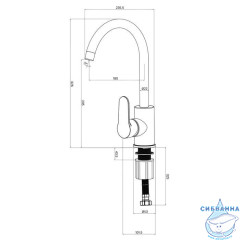 Смеситель для кухни, черный матовый, Poli, Milardo, POLBLJ0M05