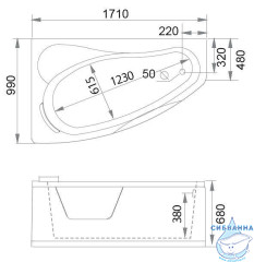 Акриовая ванна Gemy G9046 II K L 171х99 с гидромассажем