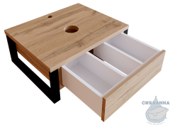 Тумба подвесная 1Marka GRUNGE LOFT 60П (1 ящик) Дуб Вотан с раковиной Sanita Luxe Инфинити 60