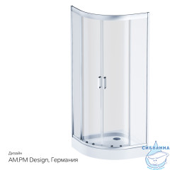 Душевое ограждение AM.PM Gem 80x80 W90G-401-080WT профиль хром , стекло прозрачное (без поддона)